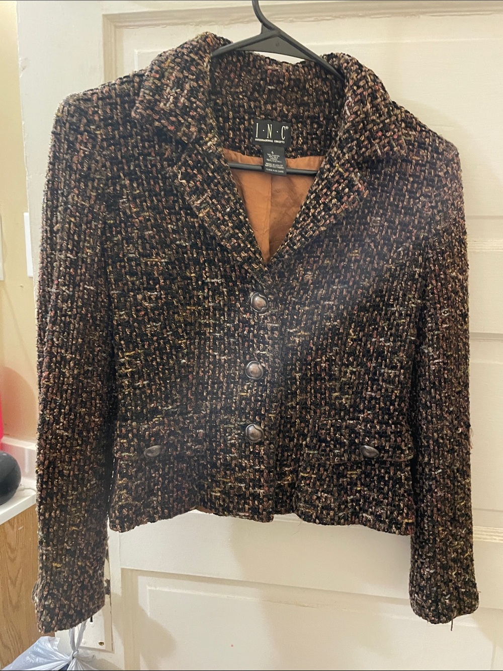 INC International Concepts Brown Multi-Tone Tweed Blazer